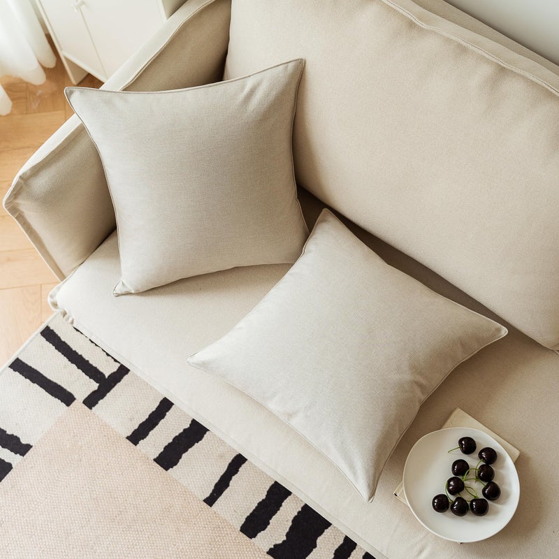 NiNi ALL Outdoor Waterproof Throw Pillow Covers Set of 2 Decorative Farmhouse Garden Pillowcase Solid Cushion Cases for Patio Tent Couch 18x18 inch Beige - Image 5